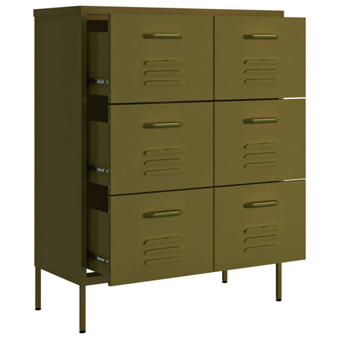 Lady Jillian -  Drawer Cabinet Olive Green 80x35x101,5 cm Steel